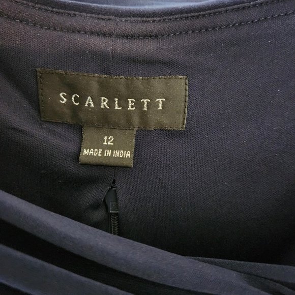 NAVY BLUE RUFFLED COCKTAIL DRESS - Picture 6 of 7